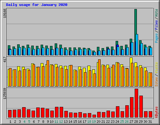 Daily usage for January 2020