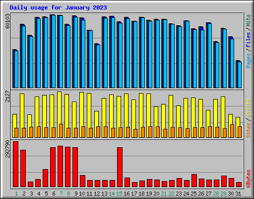 Daily usage for January 2023