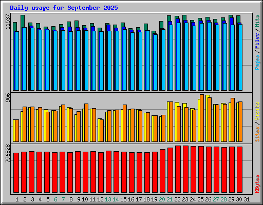 Daily usage for September 2025